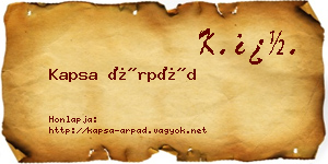 Kapsa Árpád névjegykártya