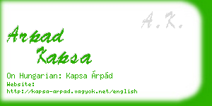 arpad kapsa business card